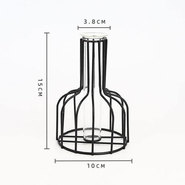 Test Tube Vase with Bottleneck Iron Stand